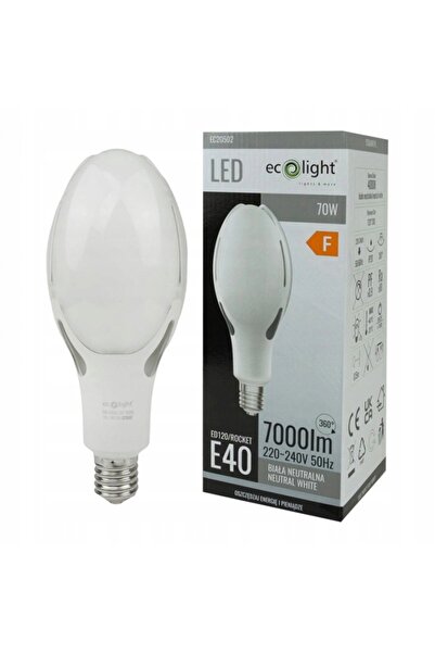 ecolight Bec LED pentru iluminat stradal, filet E40, putere mare 70 W, lumină...