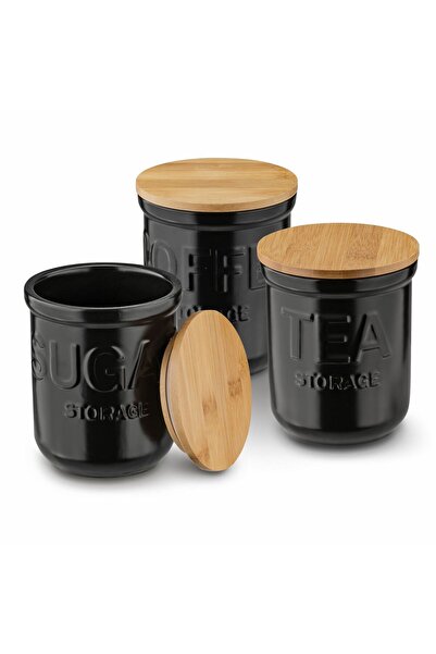 Konighoffer SET RECIPiente CAFETIERĂ CEAI ZAHĂR 3 PIESE NEGRU