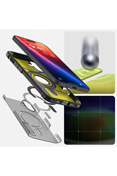 Spigen Husă pentru iPhone 16, Carcasă spate hibridă cu suport, Husă robustă