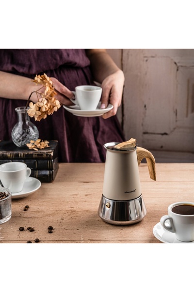 Klausberg Cafetieră Moka cu 4 căni, din oțel, premium, pentru inducție și gaz