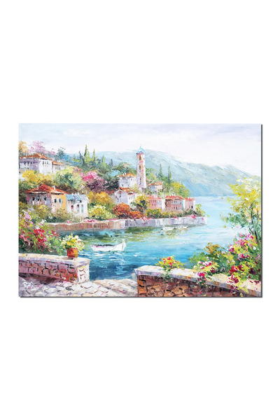 artnova Ръчно рисувана картина Езерото Комо, Италия, Ъгълът на небето, 70x50с...