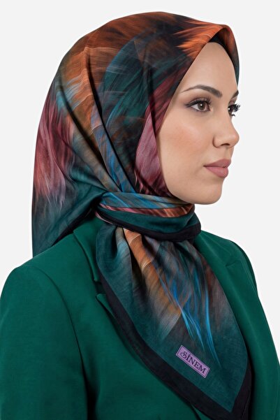 hadiora Women's Green Brush Pattern Ready-To-Wear Cotton Muslin Hijab
