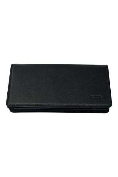 S.S SÜZER DERİ Gray Genuine Leather Unisex Handheld Portfolio Wallet with Pho...