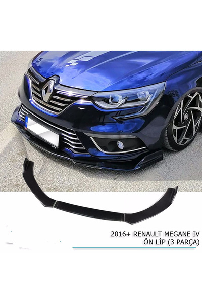 HasAkman Renault Megane 4 Ön Lip Parlak Siyah 3 Prç Kulaklı ABS Kolay Kurulum