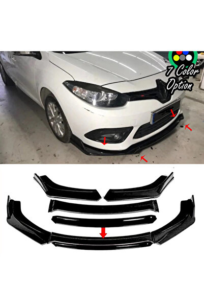 HasAkman Renault Fluence Uyumlu Siyah Renkli Şeritli Dilli Ön Lip 4 Prç Parla...