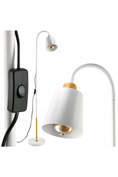 BERGE Lampadar LED cu un singur soclu E27, 150cm, stil LOFT, alb, cu întrerup...