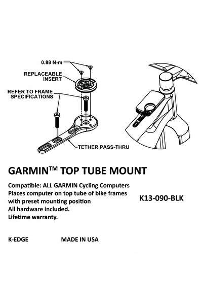 NO BRAND Suport K-Edge pentru Garmin Top Tube Mount, negru