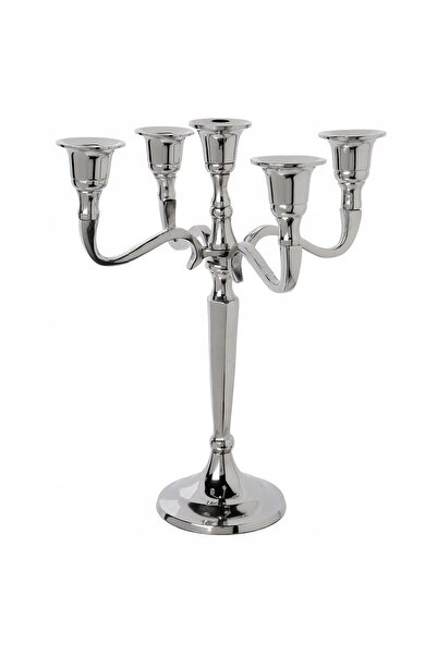Atmosphera FELINAR METALIC TIP SFEȘNIC PENTRU 5 LUMÂNĂRI, ARGINTIU, 22 CM