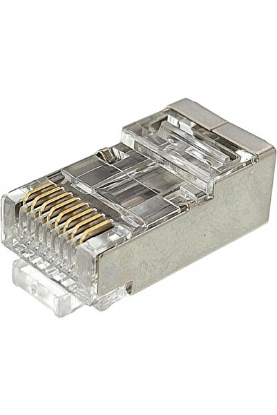 NO BRAND 100 buc. Conectori RJ45 ecranați pentru cablu LAN, destinați presoru...