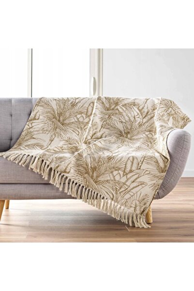 Douceur D'INTERIEUR Pătură decorativă pentru canapea, bej, din bumbac, cu mot...