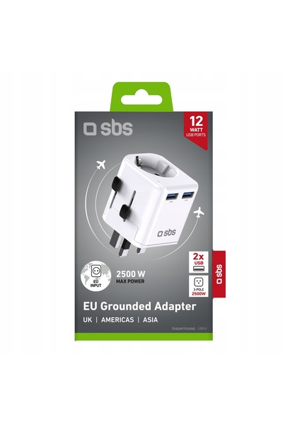 NO BRAND Adaptor de călătorie SBS 2XUSB-A pentru Europa, pentru încărcare uni...