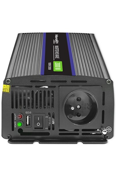 Qoltec INVERTOR AUTO PENTRU BATERIE 12V 230V 1000W/2000W MONOLITH