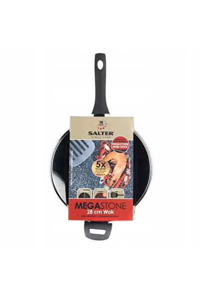 SALTER Tigaie Wok Antiaderentă Megastone de 28cm cu Capac de Sticlă