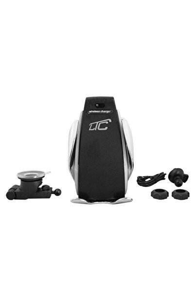NO BRAND LTC Suport auto cu încărcător wireless universal negru argintiu