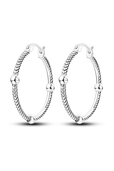 Choice30 KTE114 Hoop Earring 925 Silver Woman Earring Moon Round Shape Pendie...