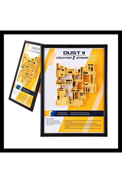 Lineex Counter-Strike 2 Dust II 3D Harita Tablosu – El Yapımı Dekoratif CS2 H...