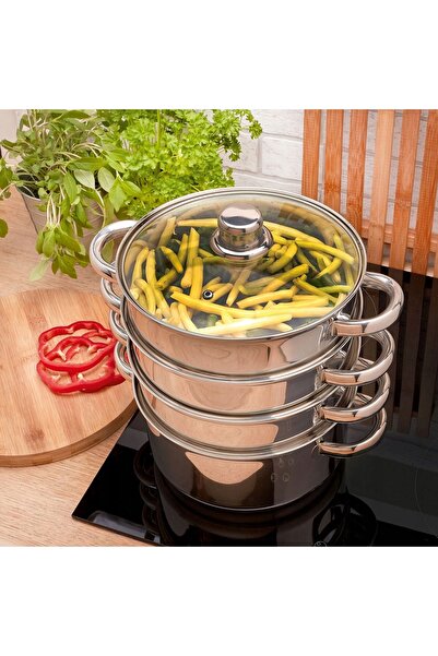 Elitehoff GARNEK 24cm pentru gătit la aburi, aparat de gătit cu aburi cu 3 in...
