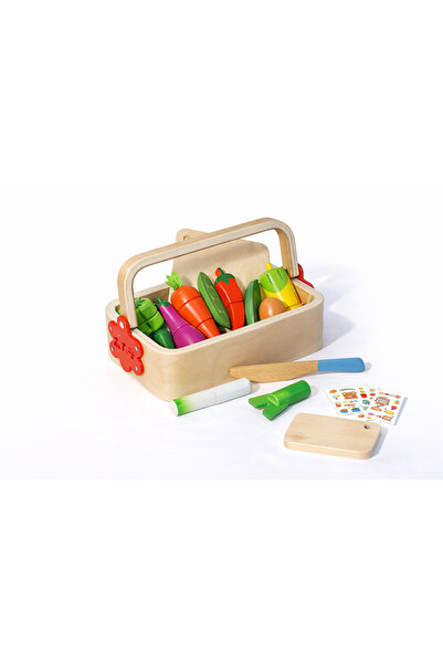 OEM Set coș cu tocător și legume - jucărie din lemn cu stickere