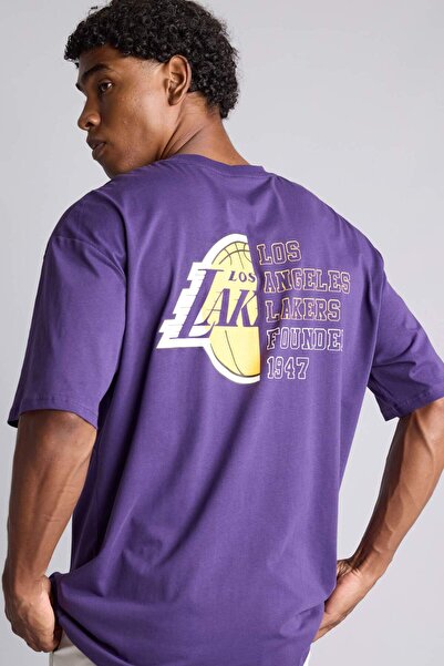 DeFacto تي شيرت NBA Los Angeles Lakers مرخص ذو رقبة دائرية وطباعة على الظهر و...