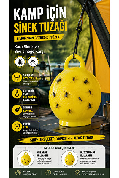 Home Kamp Sinek Tuzağı Topu Limon Sarı Yapışkan Yüzeyli Asılabilir Masaüstü K...