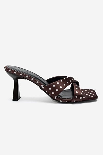 Lizzu Women's Cross-Strapped Polka Dot Heeled Slippers Lorena
