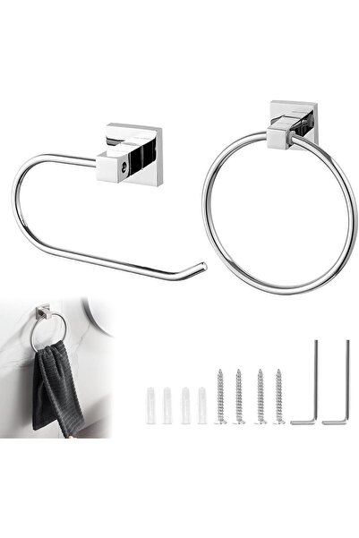 Generic Brand Set baie 2 piese: suport hârtie+inel prosop, oțel inoxidabil 30...