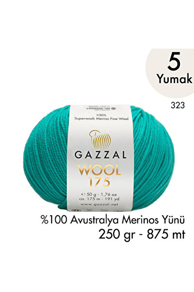 Gazzal Wool 175 323 - Premium %100 Avustralya Merinos Yünü - 5 Yumak
