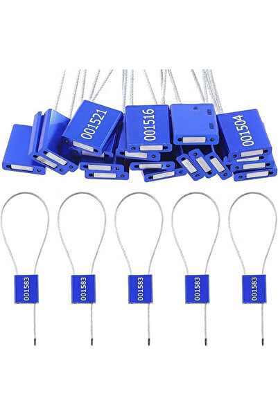 Duravel Metal Security Seals-Numbered Cable Tags with Wire Lock, Blue Aluminu...