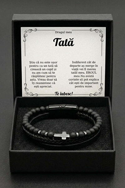 The Jewel Heart Brățară din Piele pentru Bărbați, cu Mesaj Personalizat, Cado...