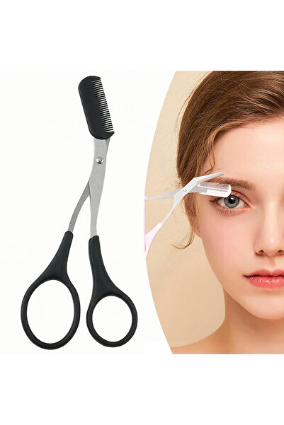 Choice مقص تشذيب الحواجب الجديد باللون الأسود مع مشط لإزالة شعر الوجه والرموش...