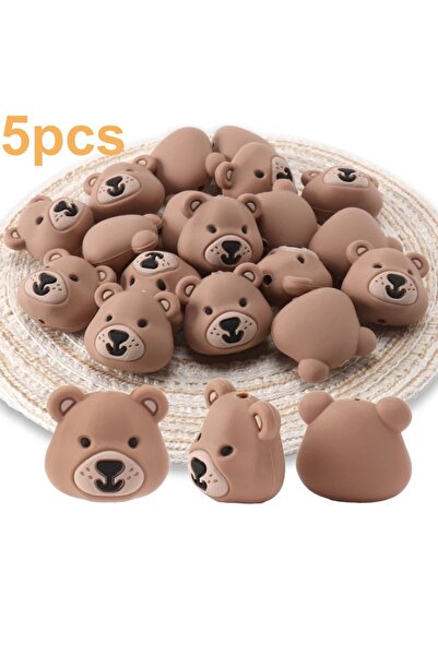 choice2 5pcs khaki 5Pcs Silicone 3D Bear Beads For Jewelry Making DIY Creativ...