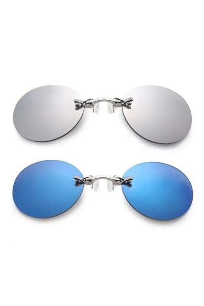 Choice grey blue 2pcs ﻿ VIEWRING1-2PCS Clip On Nose Glasses Round Rimless Mat...