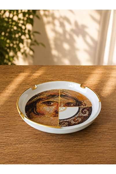 FERMATO Handmade 1 Piece Round Porcelain Ashtray Set Zeugma