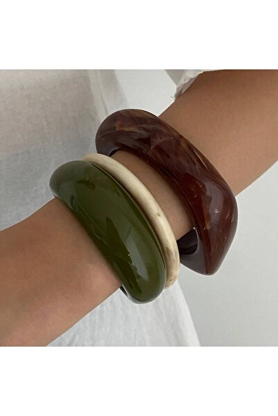Choice3 Set 01 KunJoe 3 Styles Boho Resin Acrylic Stacked Round Bracelet for ...
