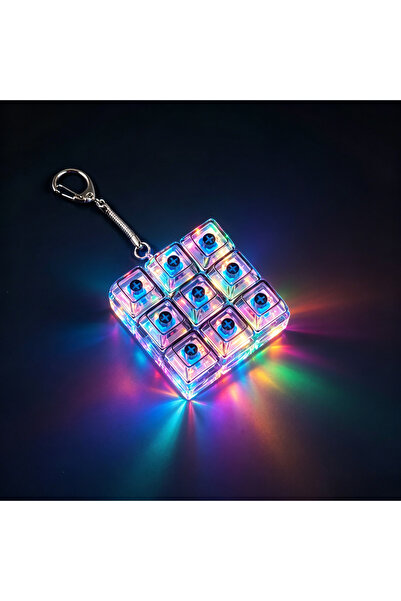 Choice 9Keys Black-1PC LED Keyboard Keychain Clickable Button Fidget Stress R...