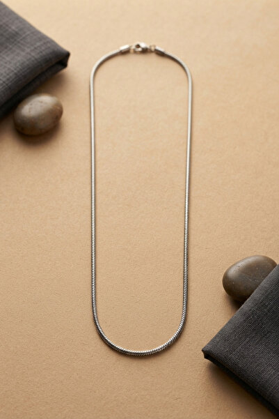 Mega Bazaar 316L Steel Silver Color 55 cm Snake Model Men's Necklace