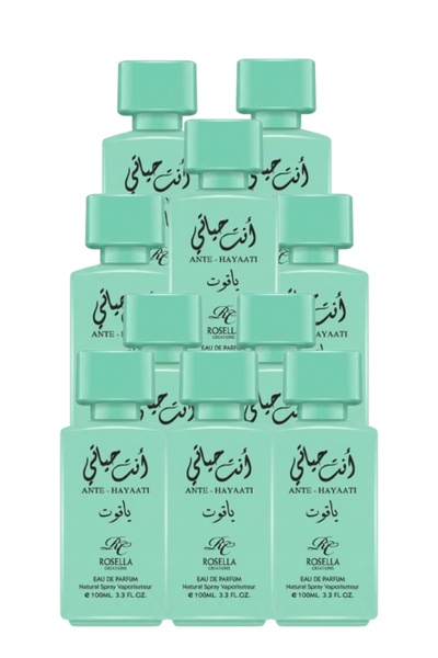 ROSELLA 10 Pieces Ante Hayaati Turquoise Perfume 100ML