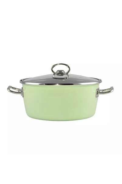 Perfect Home Cratiță emailată măr verde Elite 24 cm cu capac din sticlă