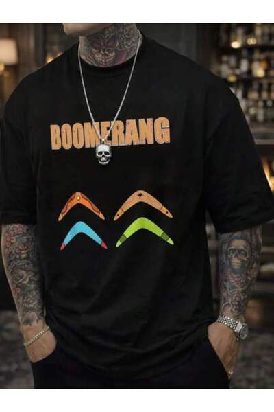 23ERVA تي شيرت رجالي مريح بأكمام قصيرة ونمط BOOMERANG 4 Boomerangs، ملابس رجا...