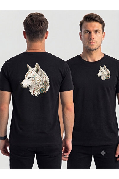 Nazlyna Wolf and Turkish Motif Front and Back Printed Unisex T-Shirt