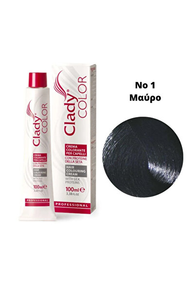 Clady Color Βαφή Μαλλιών με Πρωτεΐνες Μεταξιού Νο.1 Μαύρο 100ml