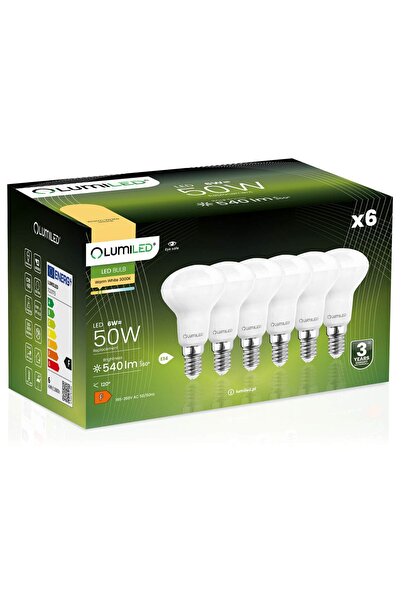 Lumiled 6x Bec LED E14 Reflector R50 6W = 50W 540lm 3000K Cald 120 °