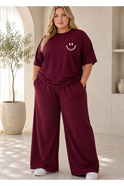 Pink Sky Women's Plus Size Premium Oversize Cotton 2-Piece Tracksuit Set Casu...