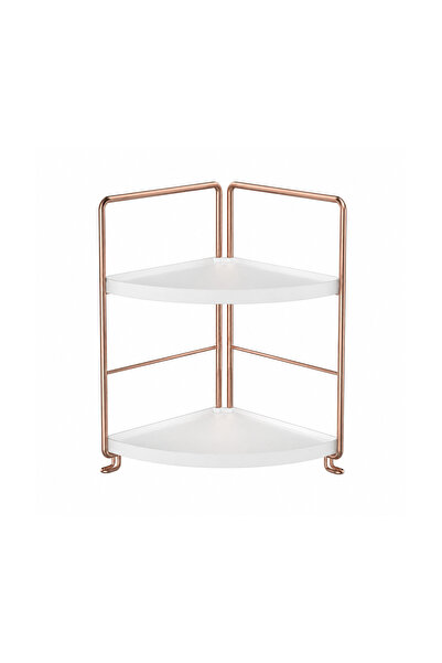 Lacoz 2 Tier Corner Countertop Storage Bathroom Shelf Organizer with Metal Fr...