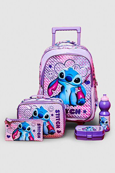 R&B 5 Pack Stitch Print Trolley Backpack Set - 18"