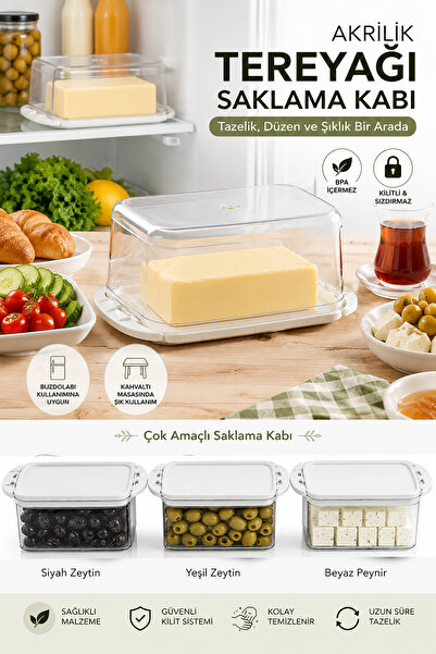 Akyüz Plastik 🧈   Acrylic Butter Storage Container 14X10X6 cm |   Transparen...