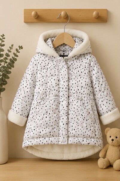 DeKuBaby New Season Cool Fur Detailed, Zippered, Hooded Winter Plush Lined Ba...