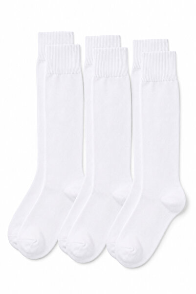westicgiyim 3-Pack Children's Knee-High Socks 80% Cotton White Black Color Op...