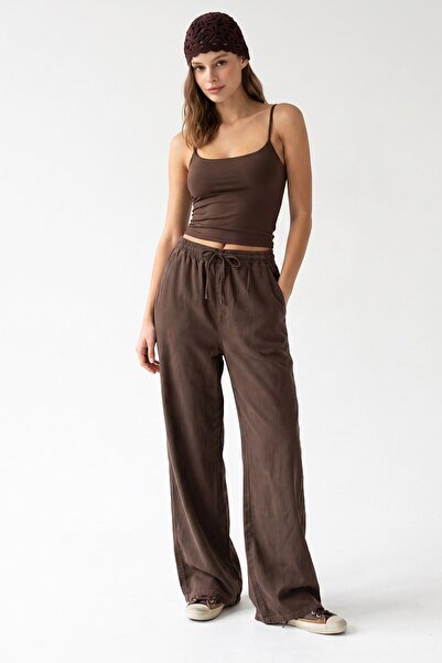 Hiccup MIXRAY Pantaloni Palazzo Cu Croi Larg Din Tencel