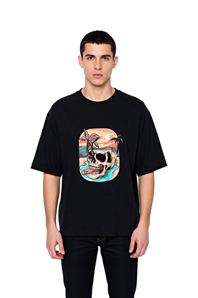 PayBuy Ανδρικό μπλουζάκι με στάμπα Skull Surf Design σε μεγάλο μέγεθος